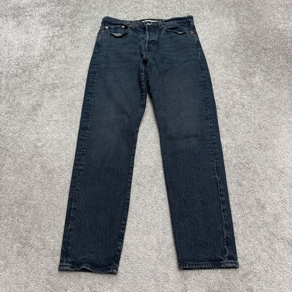 Levi's Wedgie Icon Button Fly Ankle Denim Jeans Women 27 Black High Rise Stretch - Picture 1 of 16